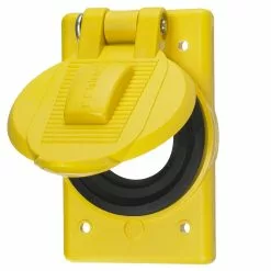 Hubbell Yellow Spring-Loaded Lift Cover Plates
