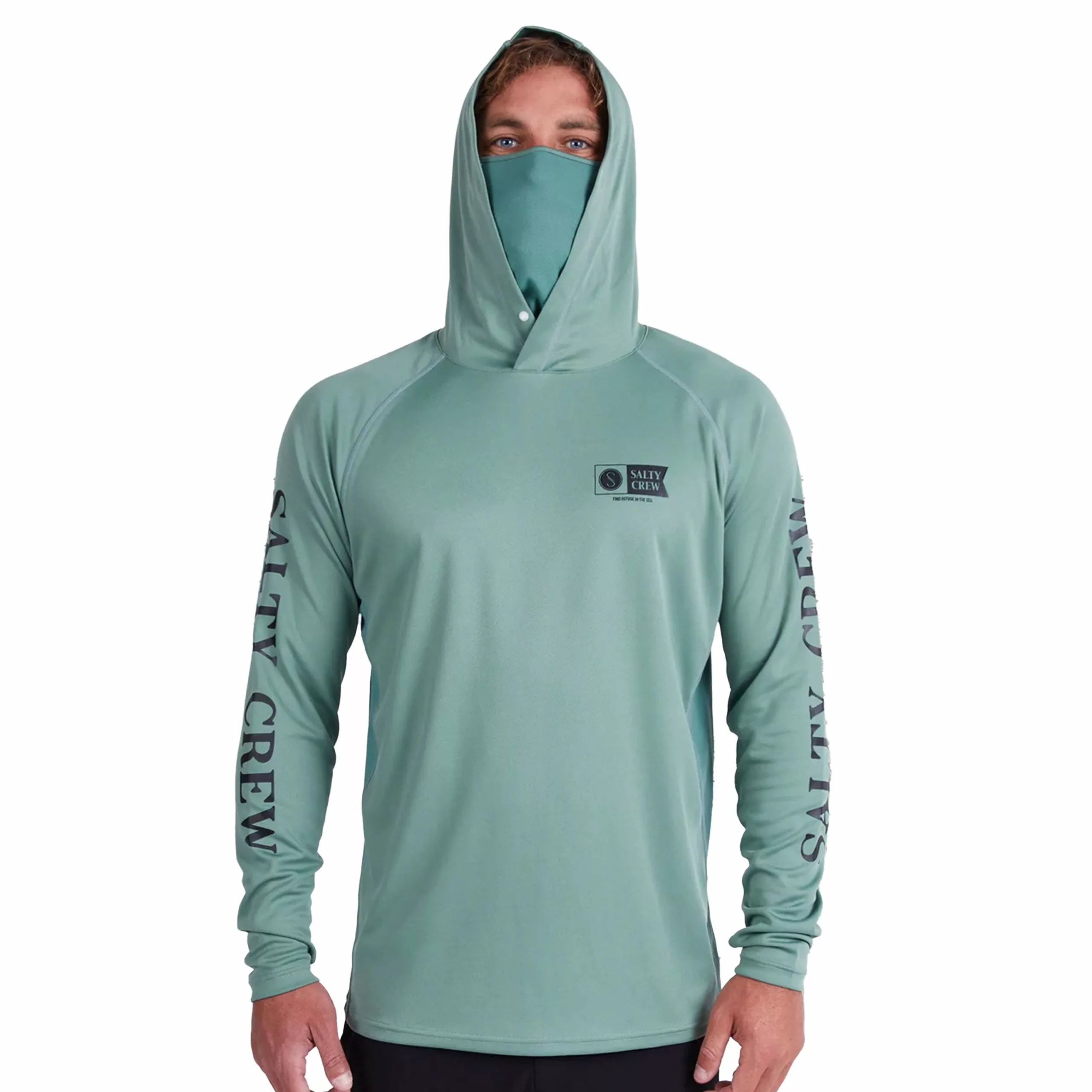 Salty Crew Alpha Flag Pinnacle + Mask Hooded Sunshirts - Image 3